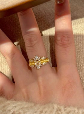 Young蕾丝星辰丝绸缎拉丝戒指blingbling超闪小众设计气质指环女