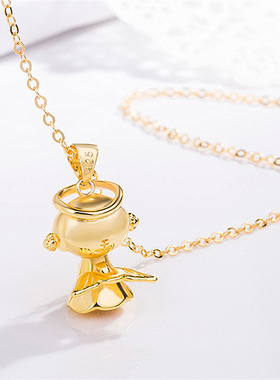 Young镀金镀24k金家和宝宝吊坠福星小天使吊坠女锁骨链吊坠项链