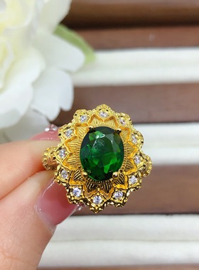 织纹雕金工艺仿真祖母绿套装