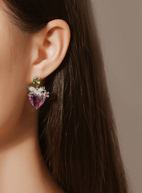 网红同款可爱心形耳钉女珍珠