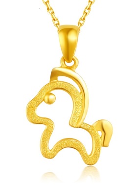 young黄金12生肖马猴鸡羊吊坠