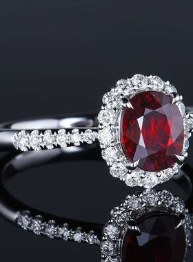 仿真红刚玉彩宝红宝石戒指女
