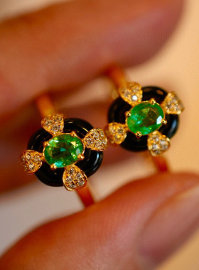 复古仿真天然祖母绿戒指女