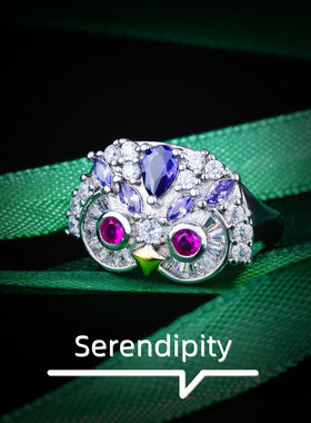 Youngever钛钢创意猫头鹰戒指