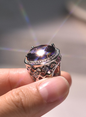 young臻荣欧美爆款镀彩宝戒指