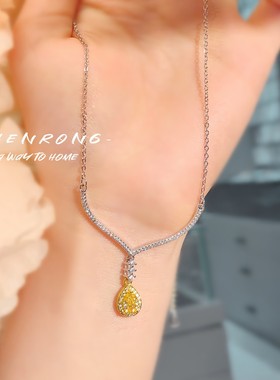 法式轻奢海蓝宝冰花切项链女