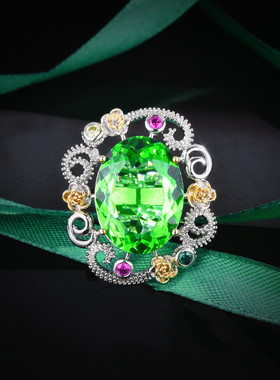 意大利复古双色橄榄石套装宫廷