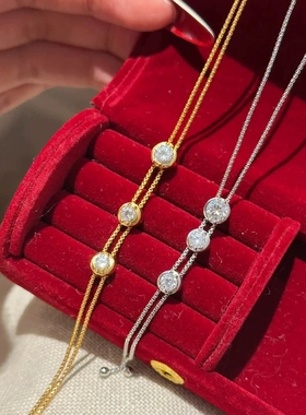Young轻奢时尚泡泡星轨锆石项链女小众简约抽拉毛衣链流苏锁骨链