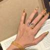 Young retro twin butterfly titanium steel ring for women with light luxury temperament two-color gold butterfly brushed sweet ins fairy style