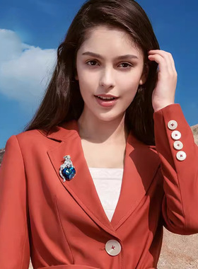 海洋之心豹胸针设计花朵吊坠