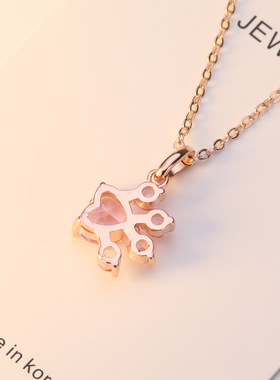 项链欧美粉色钻石吊坠热卖新品