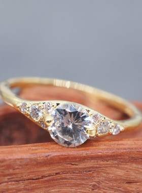 youngwish新款镀18k枝女订婚戒指