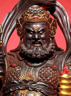 【壮的响亮】赵公元帅印度小叶紫檀收藏珍品清刀纯手工造像摆件