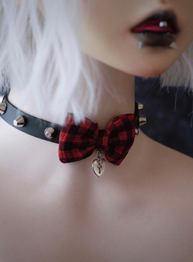 怪糖饰物集原创蝴蝶结铆钉颈链