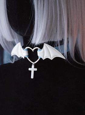 怪糖饰物集原创爱心扣白翅膀颈链