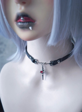 原创亚文化十字短剑吊坠choker
