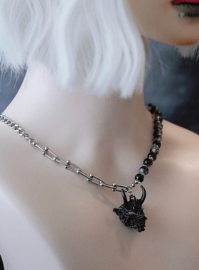 怪糖饰物集原创恶鬼面具锁骨链
