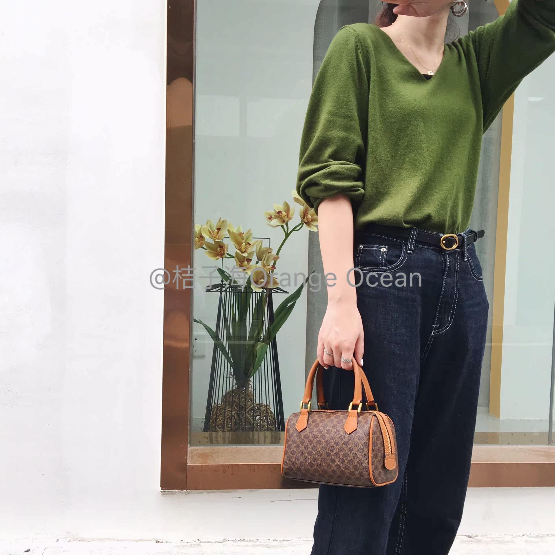 桔子海vintage中古老花波士顿包 桔子海Orange Ocean女士包袋
