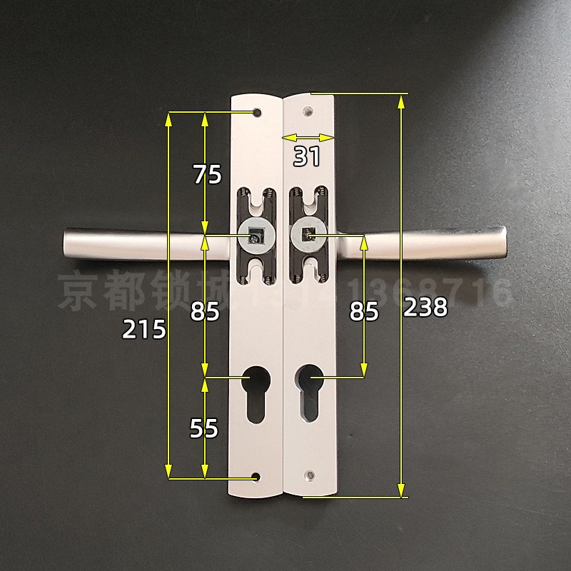 85系列双高款高低面板平开门拉手断桥铝门平开门把手上下孔距215 - 图0