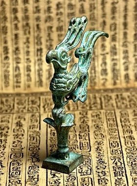 绿锈包浆复古三星堆太阳神鸟古代人面具古玩稀有仿青铜摆件  装饰