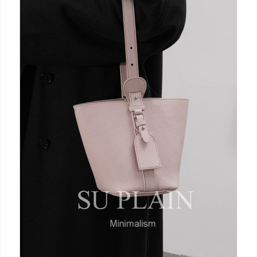 SUPLAIN/SUPLAIN头层TC牛皮百变水桶包单肩斜挎手提简约小众女包 - 图2