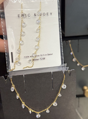 韩国进口东大门新款间隔钻水晶设计师款项链配饰锁骨链女