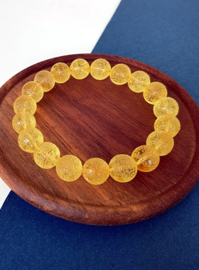 天然金珀琥珀蜜蜡手串手链南瓜心经珠回纹龟背雕刻 一物一图实拍