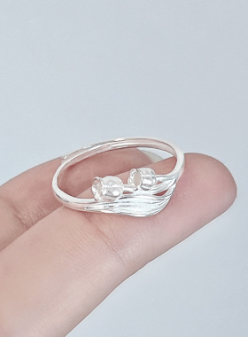 云尚服饰足银铃兰花戒指女新中式国风开口指环戒指可调节