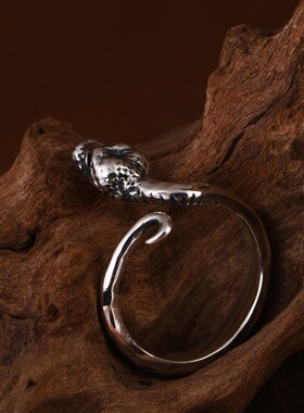 云尚服饰S925银蛇戒指蛇开口指环男女跨境钩针带线银饰礼物