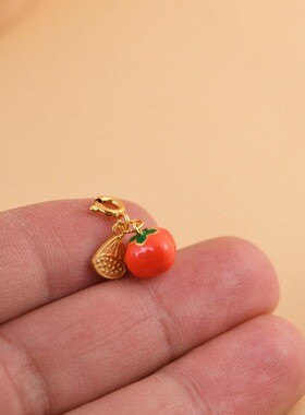 云尚服饰s925银镀金莲蓬事事如意龙虾扣吊饰挂件DIY手工盘缠配件