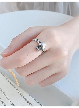 云尚服饰s925银复古做旧麻花爱心皇冠戒指流行女chic韩版银饰品