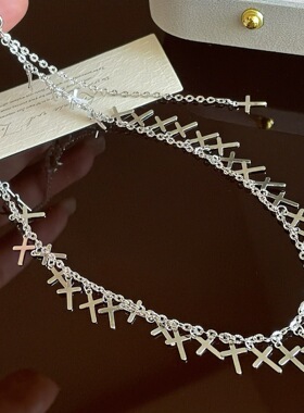 云尚服饰S925纯银十字架抽拉款项链高级感小众设计轻奢百搭时尚