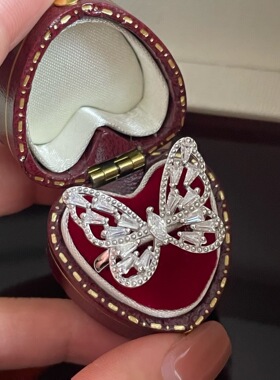 云尚服饰S925纯银镶钻蝴蝶戒指小众复古简约质感韩国风时髦感指环