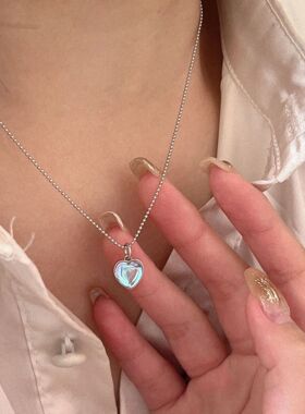 云尚服饰s925银爱心吊坠项链女锁骨链简约设计感时尚小众