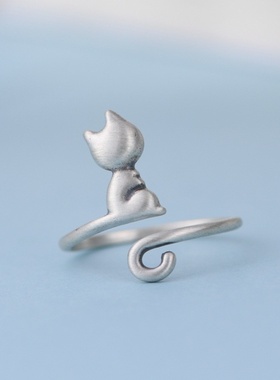 时尚风ins钩针饰品银戒指