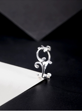 云尚服饰s925银日韩小清新藤蔓戒指女钩针带线常青藤小众活口指环