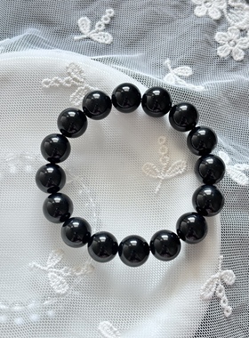 黑碧玺 天然黑碧玺手串 黑碧玺手链 保平安 手链男女手串手链