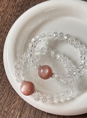 钻切白水晶手链 天然白水晶钻切手串 白水晶手链