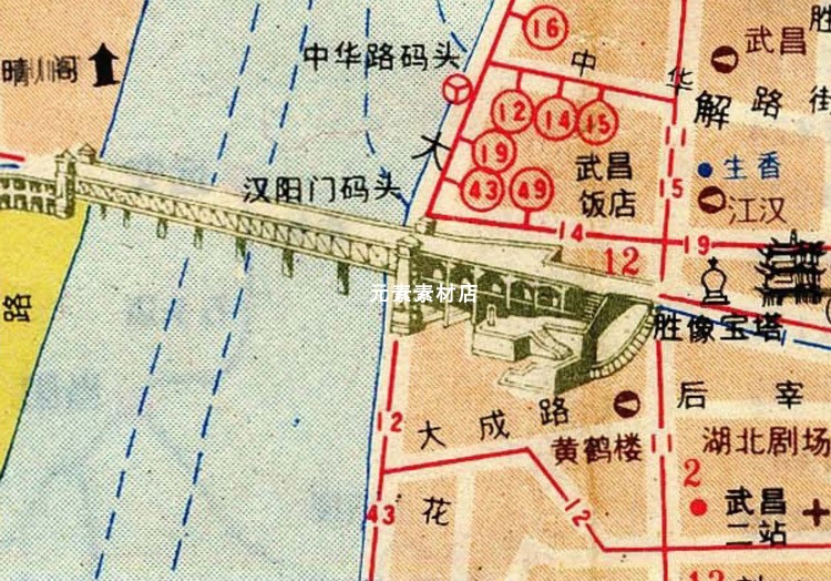 1979年武汉市区交通图高清电子版老地图历史参考素材JPG格式2幅-图1