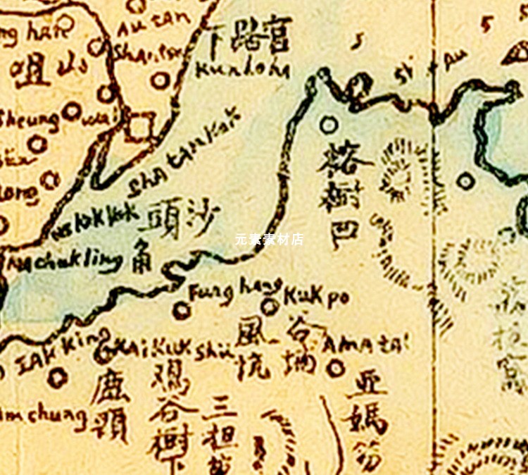 1894年新安县全图 清末深圳宝安高清电子版老地图历史参考素材JPG - 图2