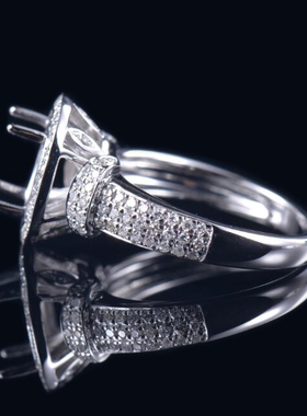 于凡珠宝 18K金镶嵌轻奢定制女士指环空托椭圆形7*8钻石戒环指托