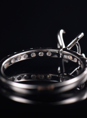 于凡珠宝 14K婚戒定制简约镶钻戒指女空托开口可调节金属指环戒托