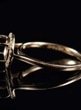 于凡珠宝 18K金镶嵌轻奢定制女士指环空托椭圆形8*10横版戒环指托