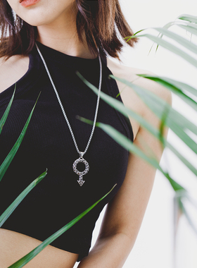 非主流符号钛钢头像项链原创新品