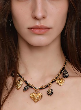 复古个性编织缠绕爱心项链