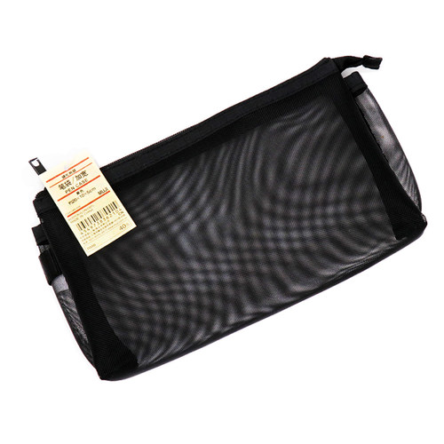 日本MUJI笔袋无印良品文具笔袋大容量透明网纱笔袋学生考试收纳袋 - 图3