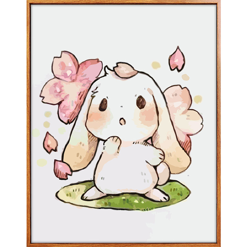 佳彩天颜 diy数字油画卡通动漫儿童房简单填色油彩兔子年画要萌化