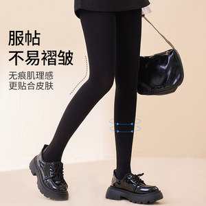 梦娜防滑棉底裸感光腿神器天鹅绒打底连裤袜压力瘦腿袜黑肉色春秋