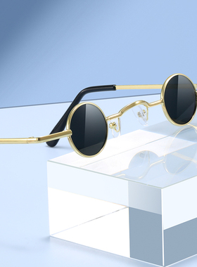 朋克圆形复古超小框墨镜