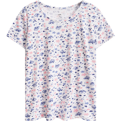 ab纯棉老人衫背心女士宽松加大码短袖T恤奶奶装全棉妈妈汗衫睡衣 - 图3